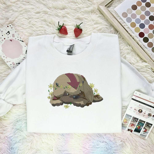 Appa Flower Avatar The Last Airbender Anime Embroidered Shirt