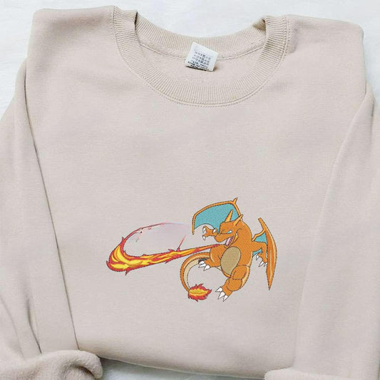 Charizard X Swoosh Embroidered Sweatshirt Pokemon Anime Embroidered Shirt Best Gift Ideas For All Occasions 1