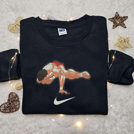 Baki Grappler X Swoosh Anime Embroidered Hoodie Cool Anime Clothing Best Gift Ideas For Family 1