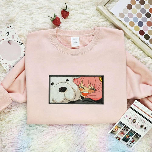 Anya And Bond Spy X Family Anime Embroidered Shirt