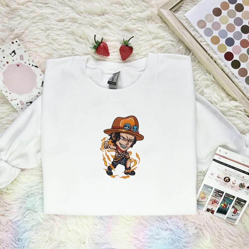 Ace Chibi One Piece Anime Embroidered Shirt
