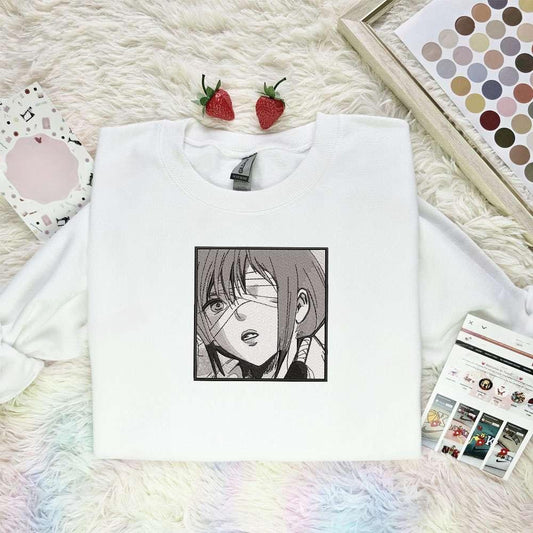 Bandaged Face Anime Girl Embroidered Shirt
