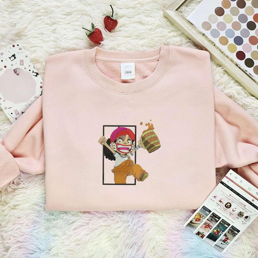 Usopp Drink Beer One Piece Anime Embroidered Shirt