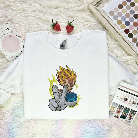 Vegeta Fire Finger Dragon Ball Anime Embroidered Shirt