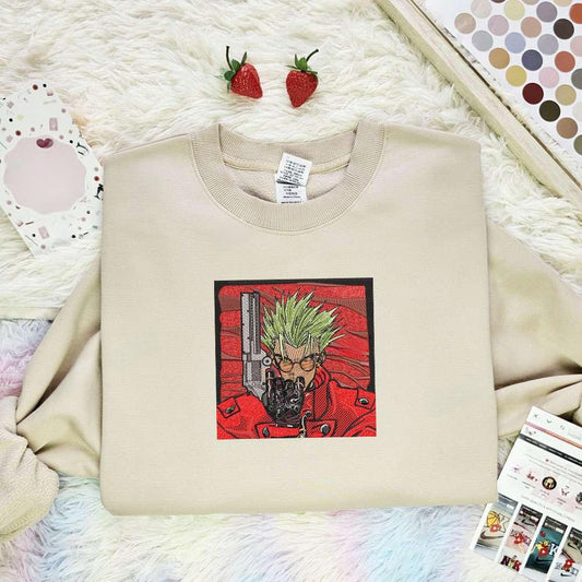 Vash The Stampede Trigun Anime Embroidered Shirt