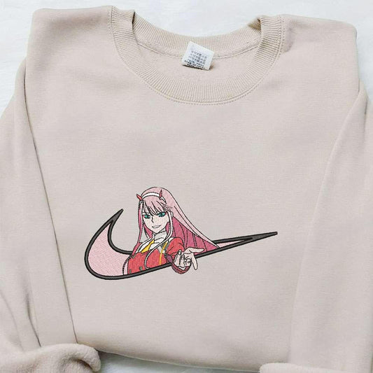 Zero Two X Swoosh Anime Embroidered Sweatshirt Darling In The Franxx
