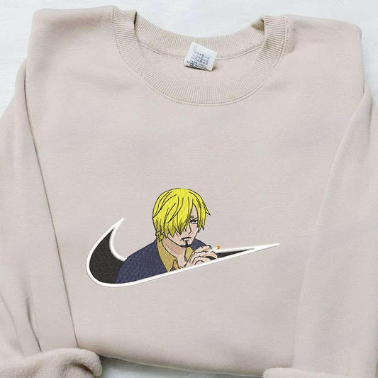 Vinsmoke Sanji X Swoosh Anime Embroidered Sweatshirt One Piece Embroidered Hoodie