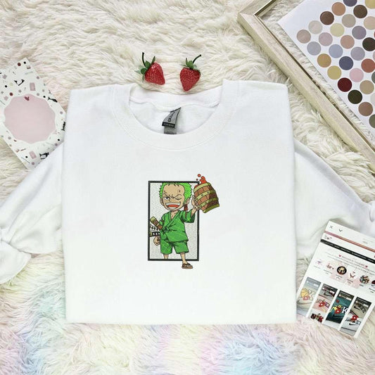 Zoro Drink Beer One Piece Anime Embroidered Shirt E5