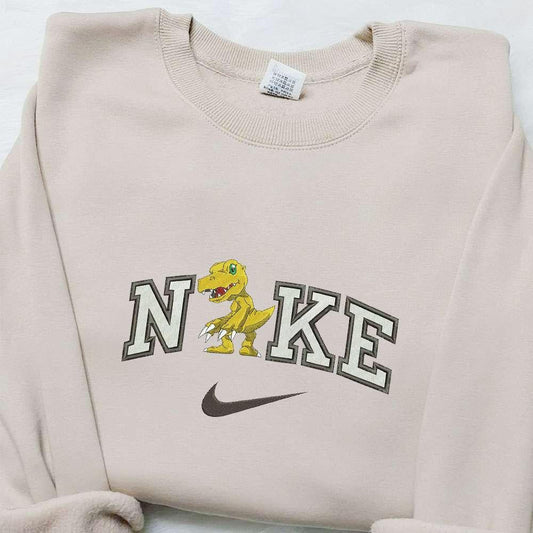 Agumon x Nike Anime Embroidered Shirt Digimon Embroidered Shirt Inspired Nike Embroidered Shirt