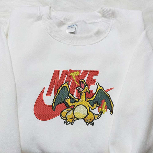 Charizard x Nike Embroidered Sweatshirt Pokemon Embroidered Shirt Nike Inspired Embroidered Shirt