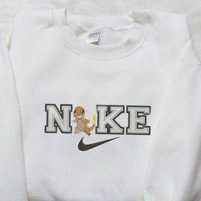 Charmander x Nike Swoosh Embroidered Shirt Pokemon Embroidered Shirt Custom Nike Embroidered Shirt