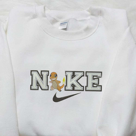 Charmander x Nike Swoosh Embroidered Shirt Pokemon Embroidered Shirt Custom Nike Embroidered Shirt