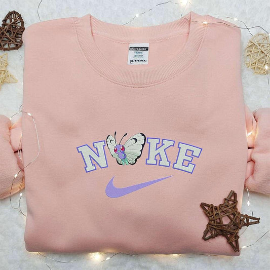 Butterfree x Nike Anime Embroidered Hoodie Pokemon Embroidered Shirt Nike Inspired Embroidered Shirt 2