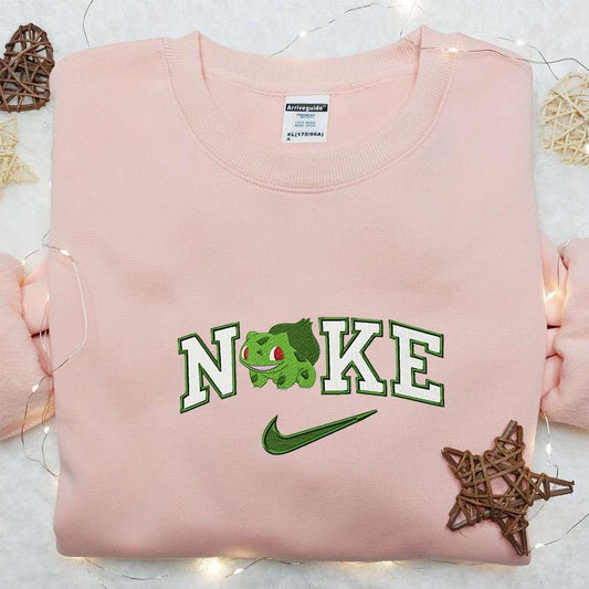 Bulbasaur x Nike Embroidered Hoodie Pokemon Embroidered Sweatshirt Nike Custom Embroidered T shirt