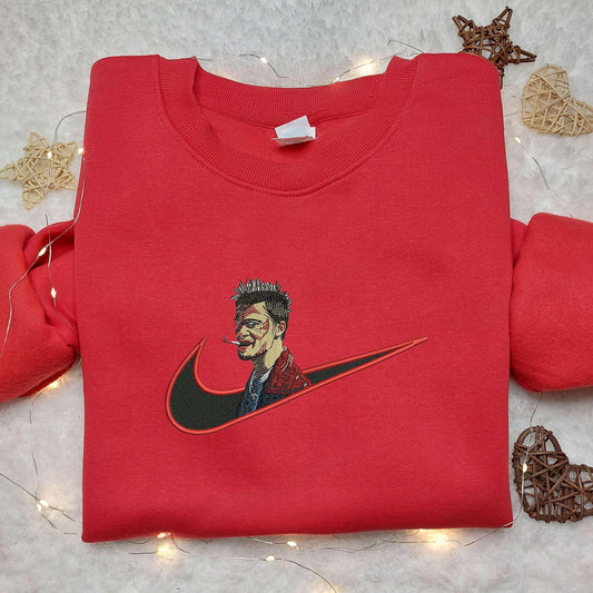 Brad Pitt x Nike Embroidered Shirt Custom Nike Embroidered Shirt Cartoon Embroidered Shirt