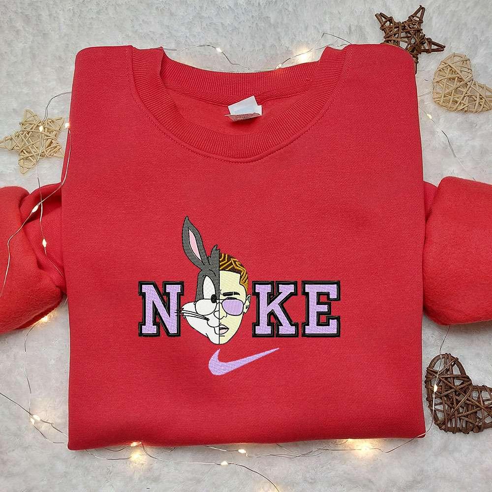Bunny x Bad Bunny x Nike Cartoon Embroidered Shirt Looney Tunes Embroidered Shirt Custom Nike Embroidered Shirt