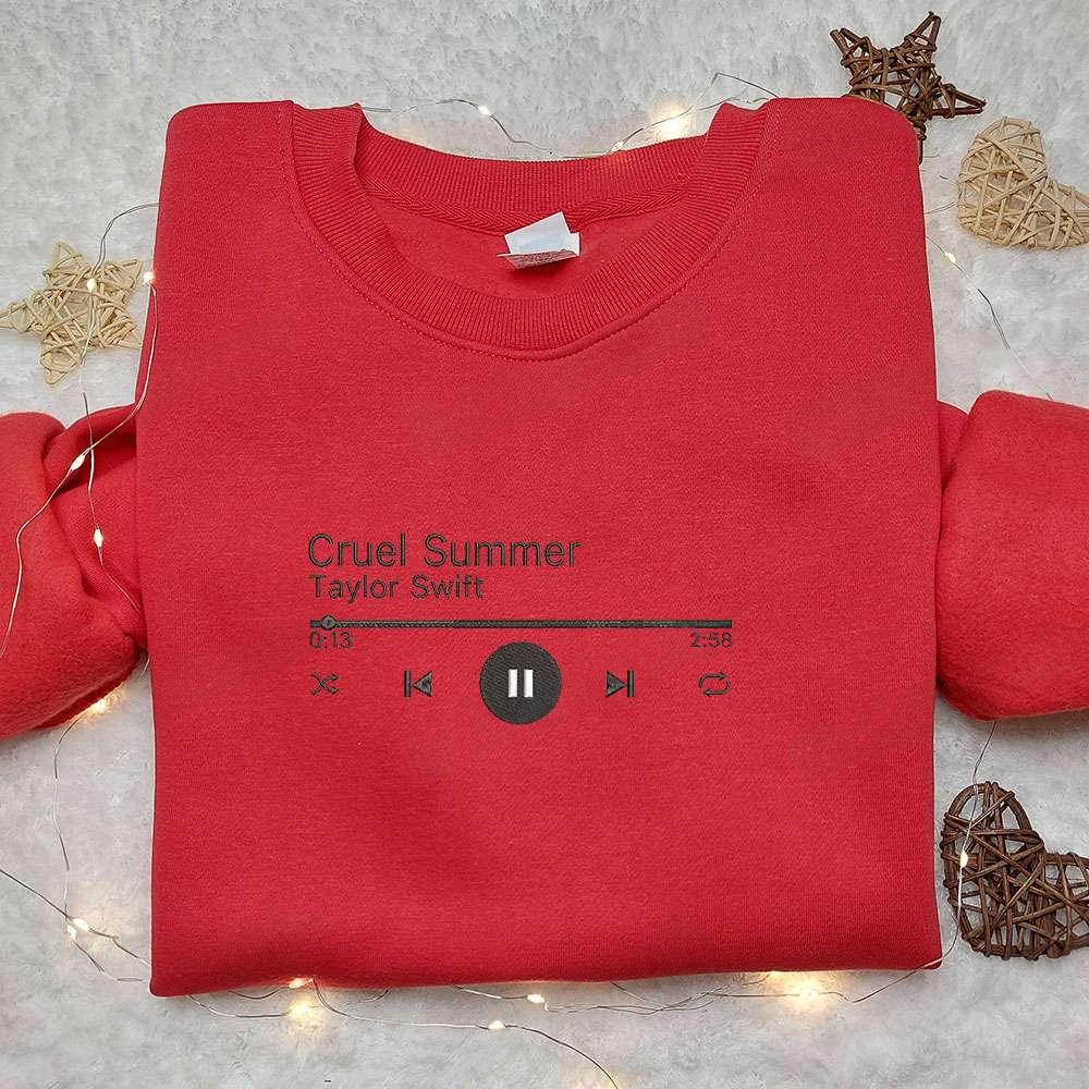 Cruel Summer Music Player Eras Tour Taylor Swift Embroidered Shirt Celebrity Embroidered Hoodie Best Music Gift For Fans