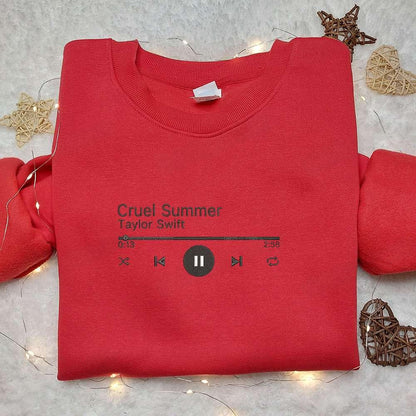 Cruel Summer Music Player Eras Tour Taylor Swift Embroidered Shirt Celebrity Embroidered Hoodie Best Music Gift For Fans