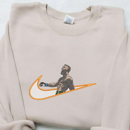 Conor McGregor x Nike Swoosh Celebrity Embroidered Hoodie Nike Inspired Embroidered Shirt Best Gifts for Him