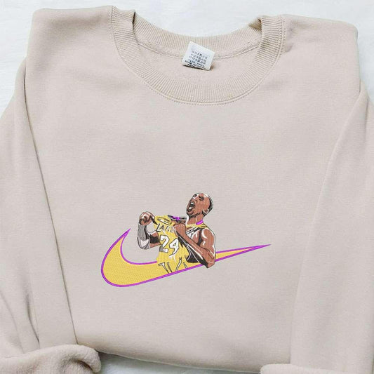 Kobe Bryant x Nike Swoosh Embroidered Shirt Celebrity Embroidered Hoodie Sports Embroidered Sweatshirt