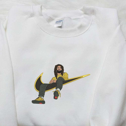 J Cole x Nike Swoosh Embroidered Shirt Celebrity Embroidered Hoodie Best Gift For Fans