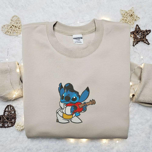 Stitch With Guitar Elvis Presley Embroidered Shirt Lilo And Stitch Disney Embroidered Shirt Best Gift Ideas