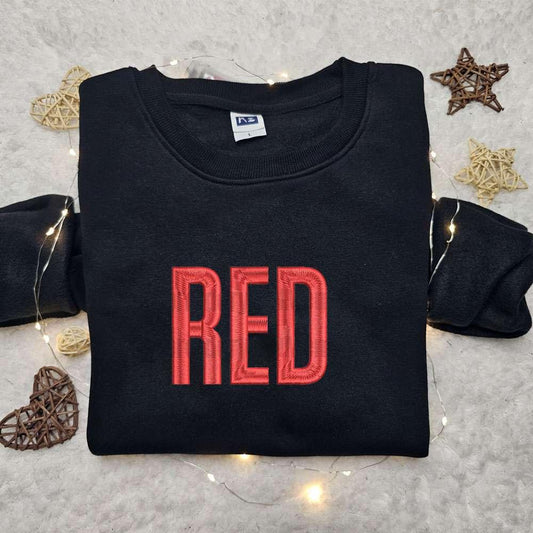 Red Taylor Swift Embroidered Shirt Celebrity Embroidered Hoodie Best Music Gift For Fans