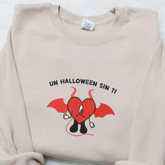 Un Halloween Sin Ti Bad Bunny Embroidered Sweatshirt Celebrity Embroidered Hoodie Best Halloween Gift Ideas
