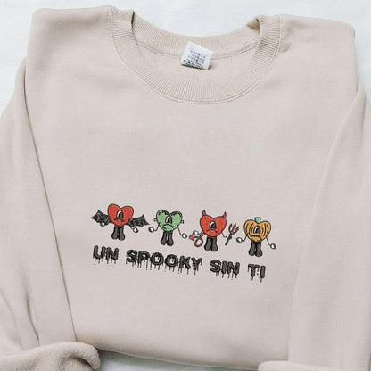 Un Spooky Sin Ti Bad Bunny Embroidered Sweatshirt Celebrity Embroidered Hoodie Best Halloween Gift Ideas