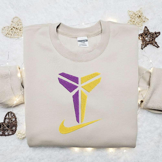 Kobe Bryant the Black Mamba x Swoosh Embroidered Sweatshirt NBA Sport Embroidered Shirt Best Birthday Gift Ideas for Family