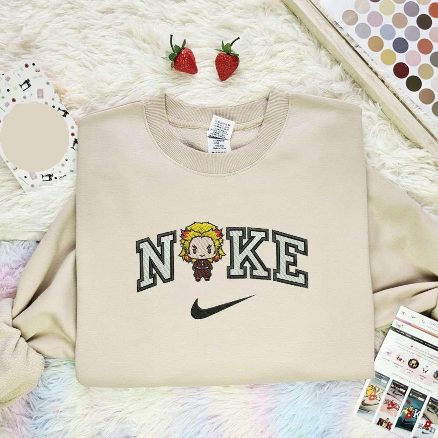 Chibi Rengoku Kimetsu No Yaiba Anime Embroidered Shirt, Inspired Anime Movie, Best Gift for Anime Fans