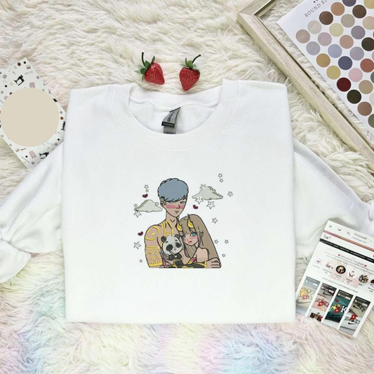 Sweet Anime Couple Embroidered Shirt, Inspired Anime Movie, Best Gift for Anime Fans