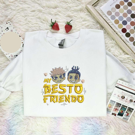 My Besto Friendo Jujutsu Kaisen Embroidered Shirts Anime Embroidered Hoodie, Inspired Anime Movie, Best Gift for Anime Fans