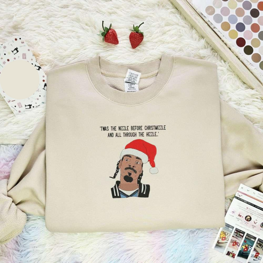Snoop Dogg With Santa Hat Celebrity Christmas Embroidered Shirt, Best Gift For Fans