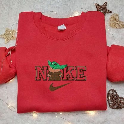 Baby Yoda x Nike Movie Embroidered Shirt Nike Inspired Embroidered Shirt Best Gift for Family