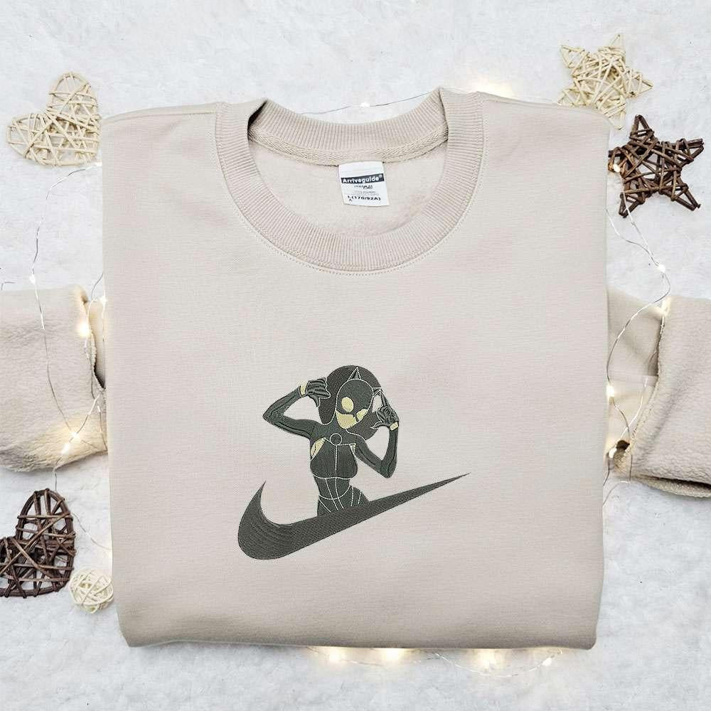 Catwoman x Nike Swoosh Embroidered Shirt Superhero Movie Embroidered Hoodie Best Gift Ideas