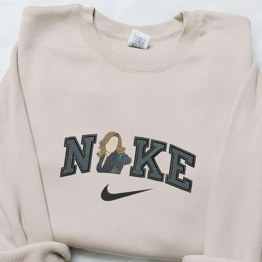 Black Widow x Nike Movie Embroidered Shirt Marvel Comics Embroidered Shirt Custom Nike Embroidered Shirt