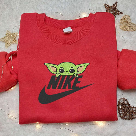 Baby Yoda x Nike Moive Embroidered Sweatshirt Nike Inspired Embroidered Shirt Best Gift for Family