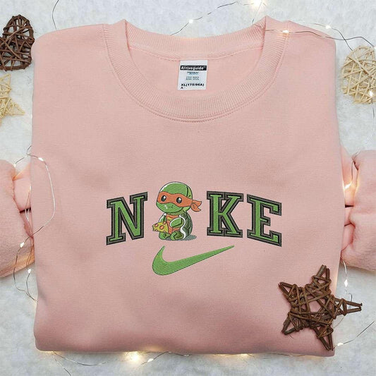 Chibi Ninja Turtles x Nike Embroidered Hoodie Teenage Mutant Ninja Turtles Embroidered Shirt Nike Inspired Embroidered Shirt
