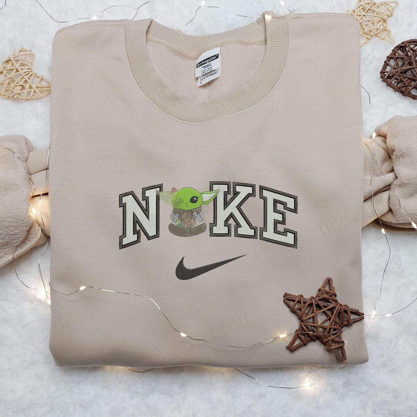 Baby Yoda Flower Nike Embroidered Shirt, Nike Embroidered Shirt, Movie Cartoon Star War Embroidered Shirt