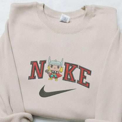 Chibi Thor x Nike Movie Embroidered Hoodie Marvel Universe Embroidered Hoodie Best Gift Ideas for Family