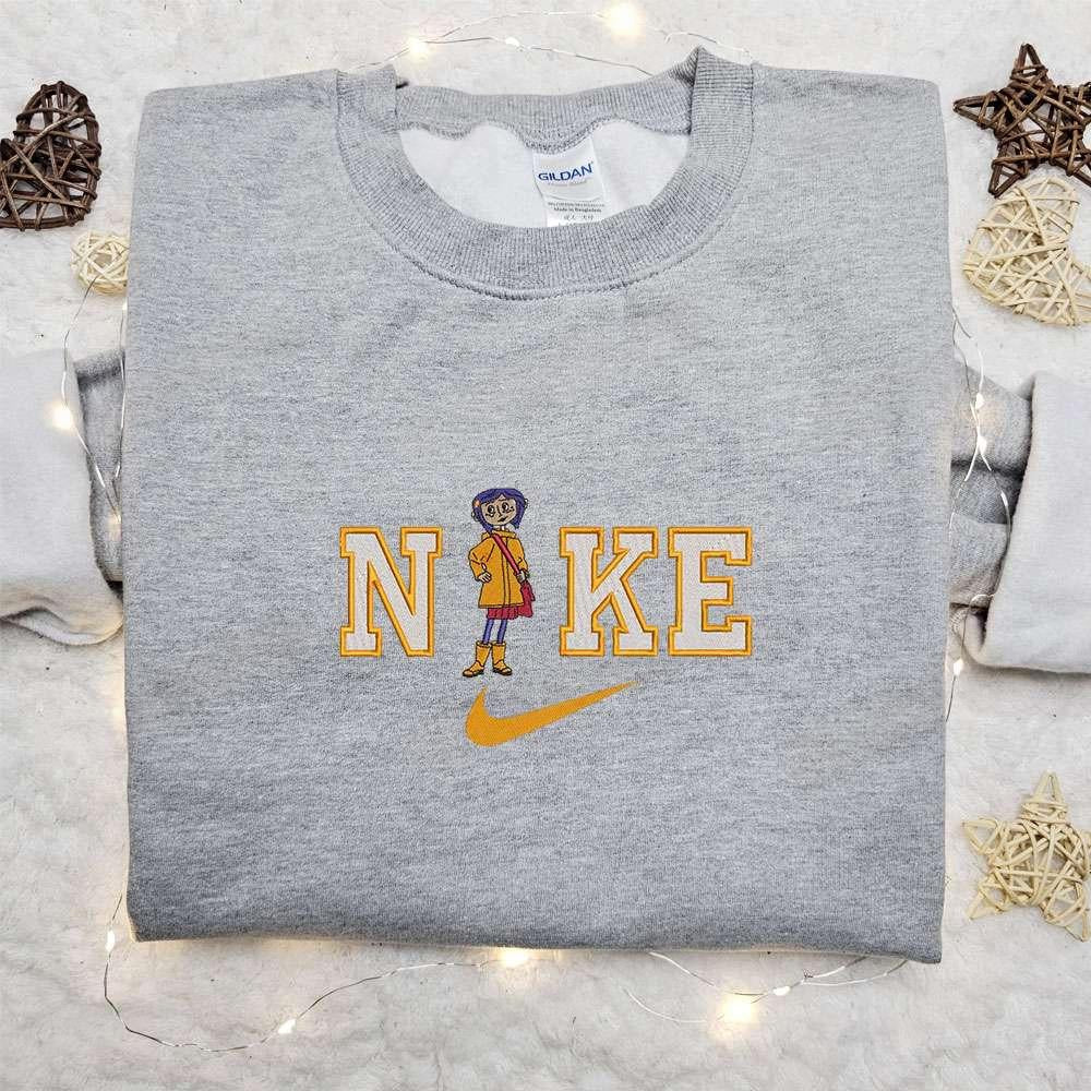 Coraline x Nike Embroidered Sweatshirt Cartoon Embroidered Hoodie Nike Inspired Embroidered Shirt 1