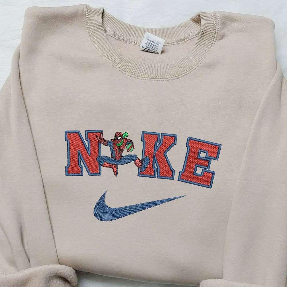 Spider Man Xmas x Nike Embroidered Sweatshirt Nike Inspired Embroidered Shirt Best Chirstmas Gift for Family