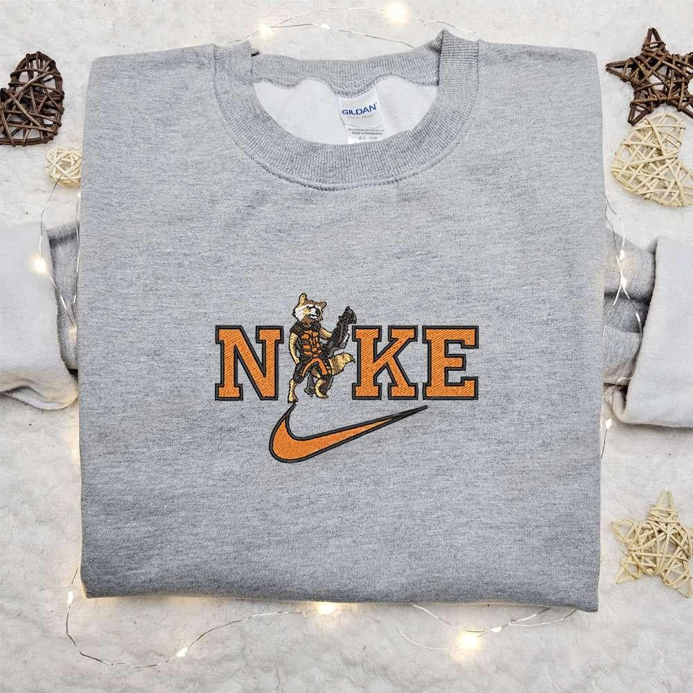 Rocket Racoon x Nike Movie Embroidered Sweatshirt Marvel Cinematic Universe Embroidered Shirt Best Gift Ideas for Family