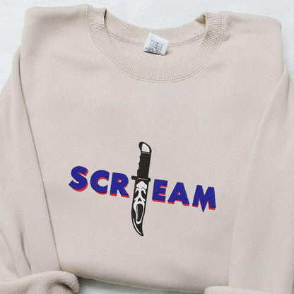 Scream Ghostface Knife Embroidered Shirt Horror Movie Embroidered T shirt Best Gift Ideas for Family