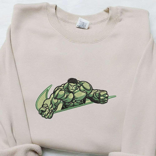 Swoosh x Hulk Movie Embroidered Sweatshirt Nike Inspired Embroidered Shirt Best Birthday Gift Ideas