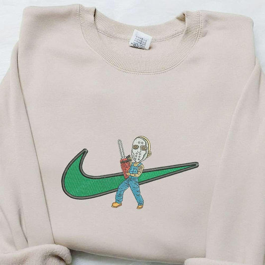 Swoosh Jason Voorhees x Nike Embroidered Sweatshirt Horror Movie Embroidered Shirt Nike Inspired Embroidered Shirt