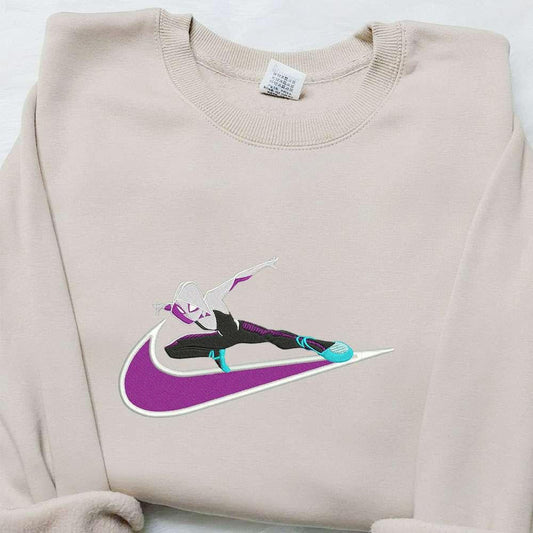 Swoosh x Gwen Movie Embroidered Sweatshirt Marvel Cinematic Universe Embroidered Shirt Cool Anime Clothing