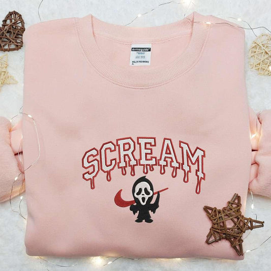 Swoosh x Scream Ghostface Embroidered Sweatshirt Horror Movie Embroidered Shirt Best Gift Ideas For All Occasions