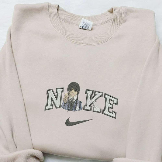 Wednesday Addams And Thing x Nike Embroidered Shirt Nike Inspired Embroidered Hoodie Best Gifts For Family